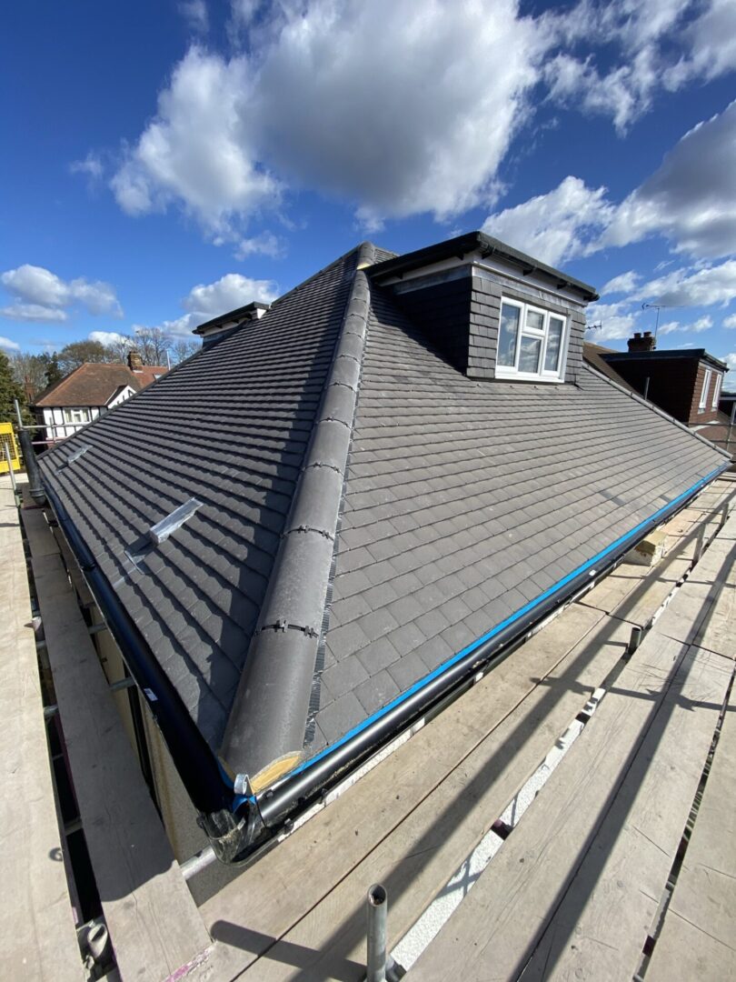 black roof tiling